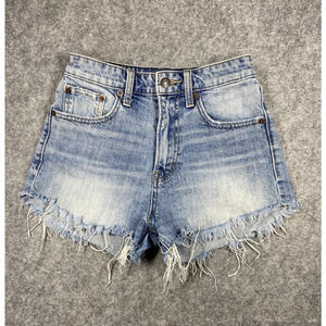Lucky Brand Shorts Womens 00 24 Distressed Denim Lucky Pins High Rise Fray Hem